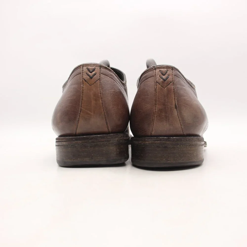 John Varvatos Men's UK 10.5 Plain Toe Brown Leather Oxford Handmade In Italy